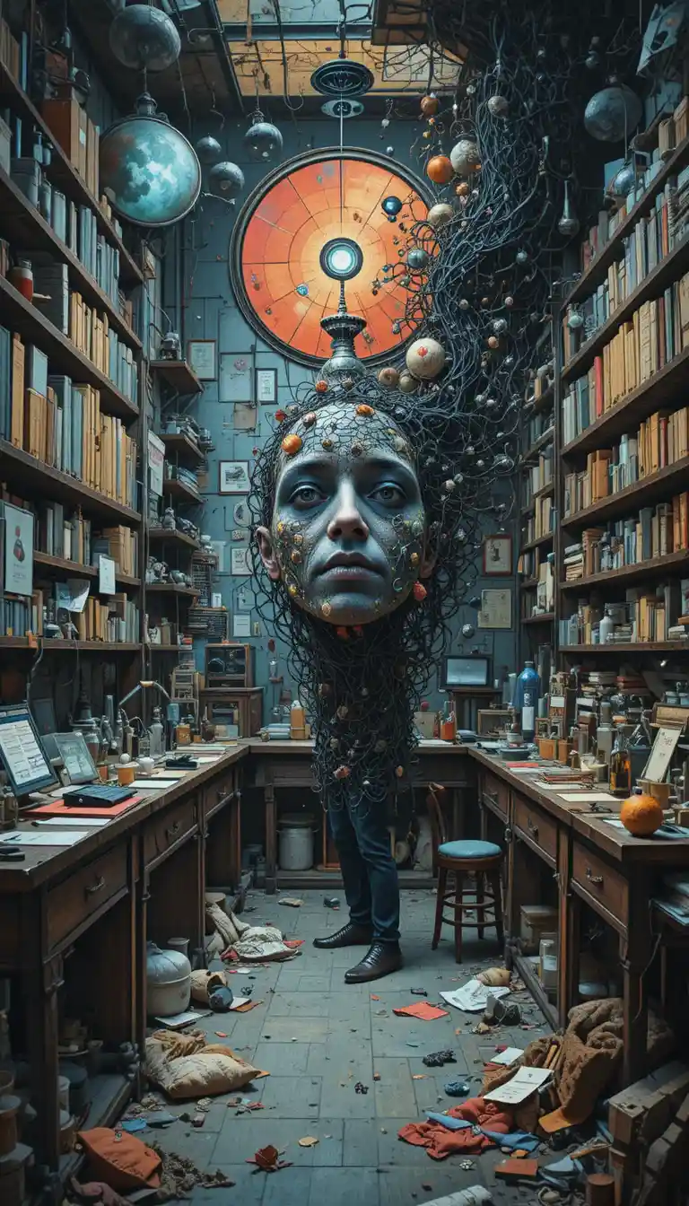 Surreal Abstract Laboratory With Chaotic Glitch Aesthetics
