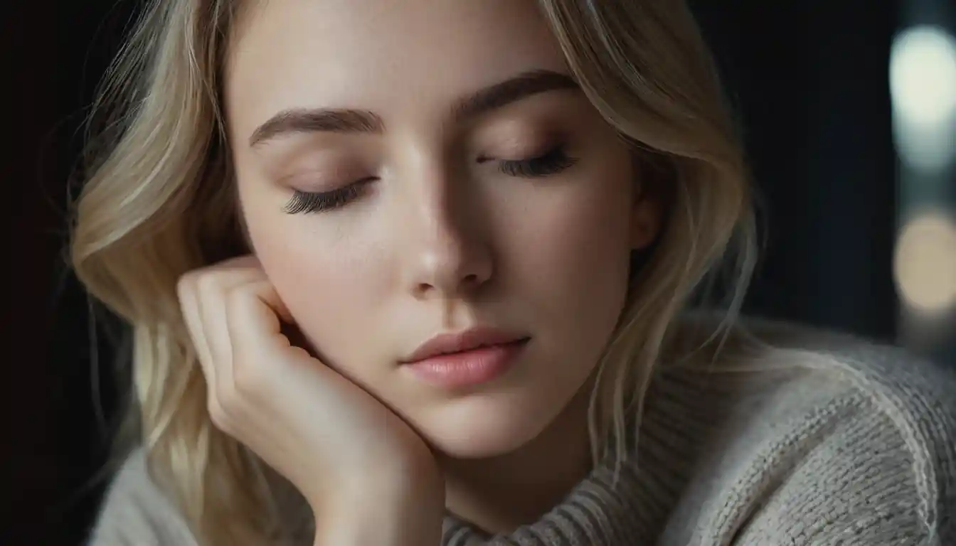 Young woman with closed eyes in peaceful reflection