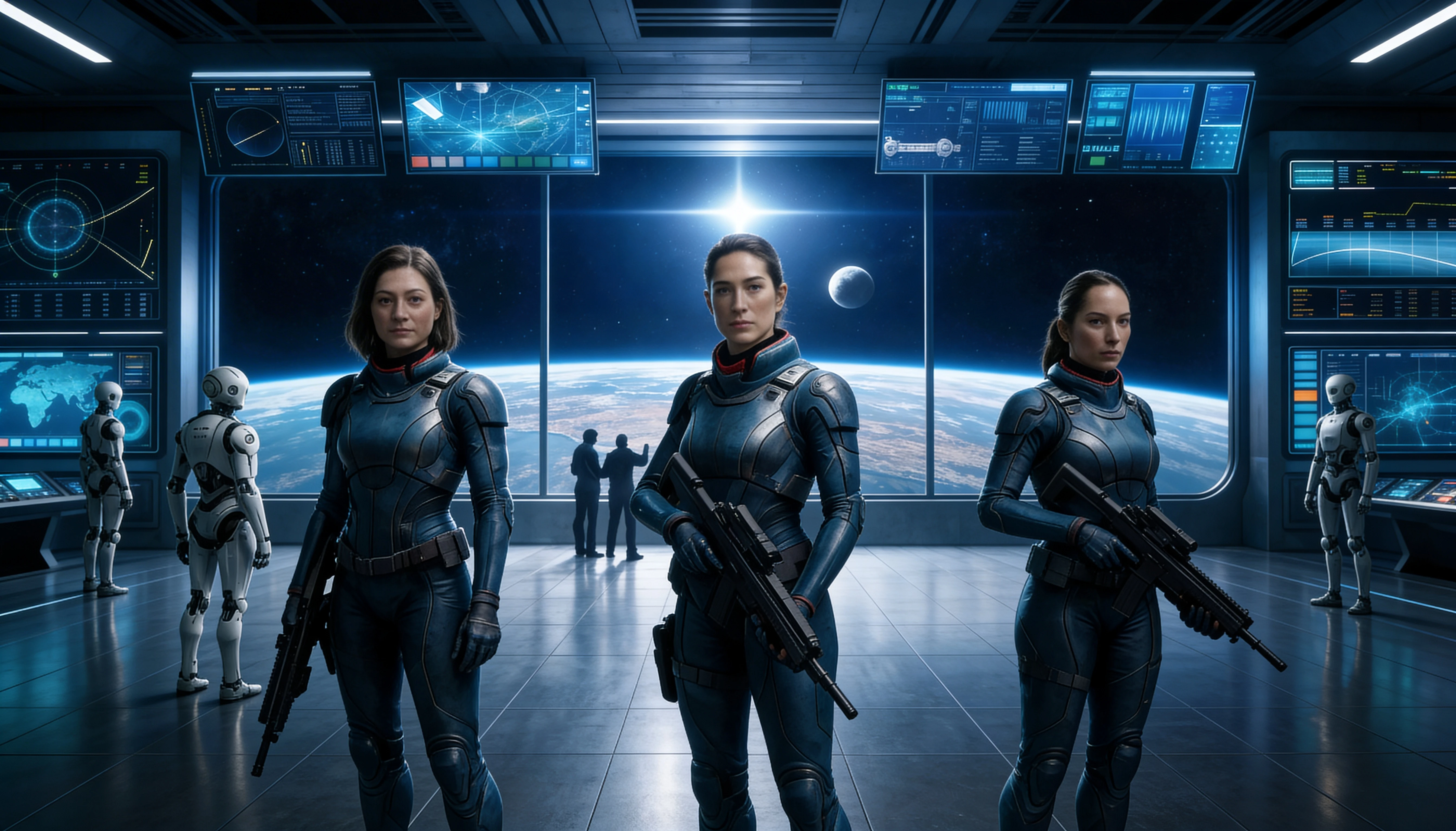 Futuristic Military Spaceship Observation Deck In Cinematic View