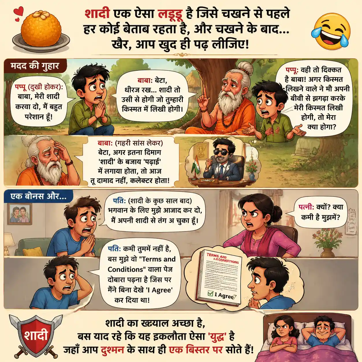 Man Begging A Wise Guru To Arrange His Marriage