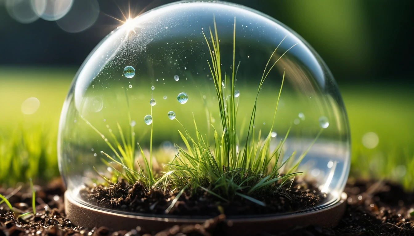 Makroansicht eines einzelnen Grashalms unter Glas