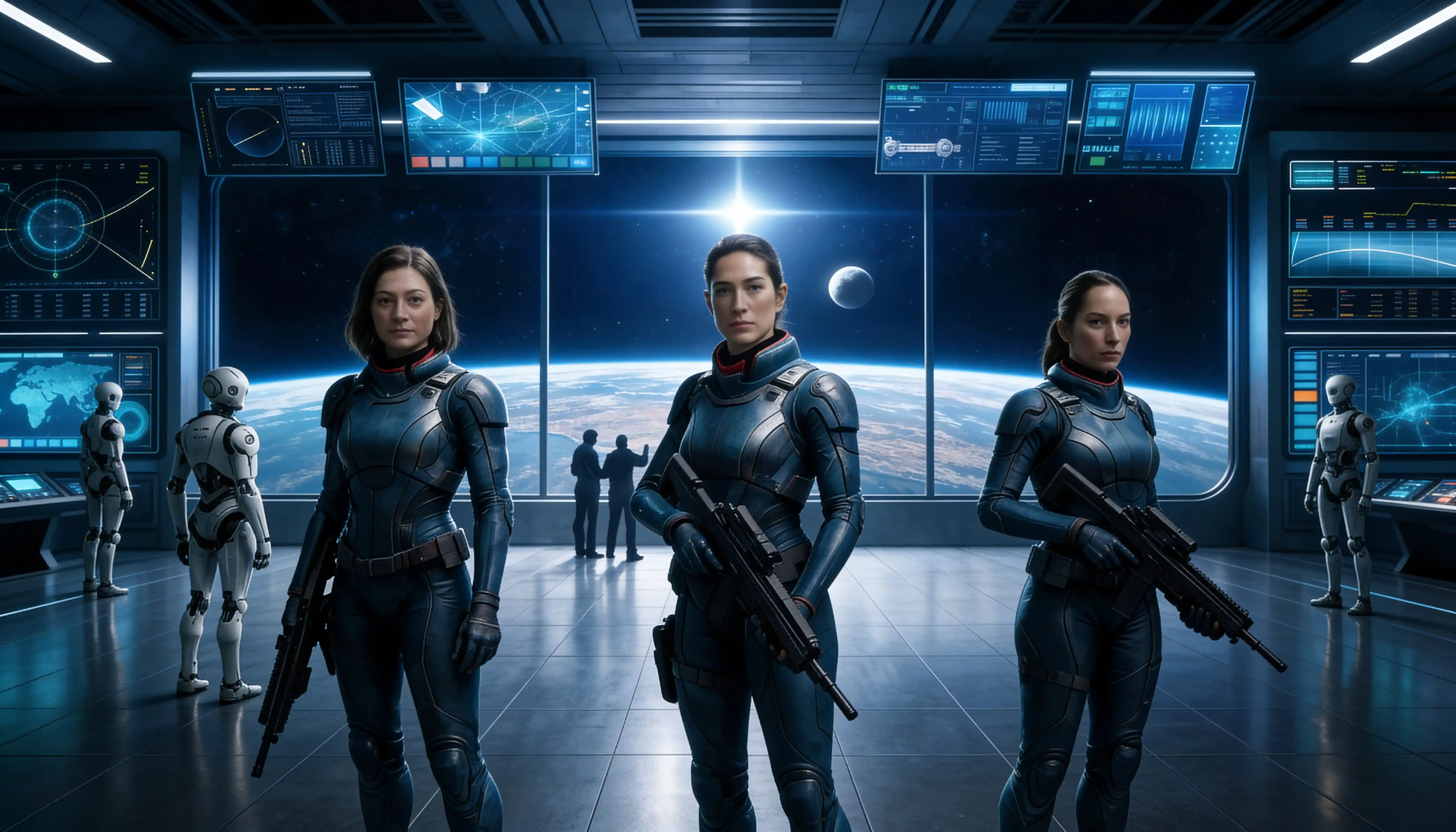 Futuristic Military Spaceship Observation Deck In Cinematic View