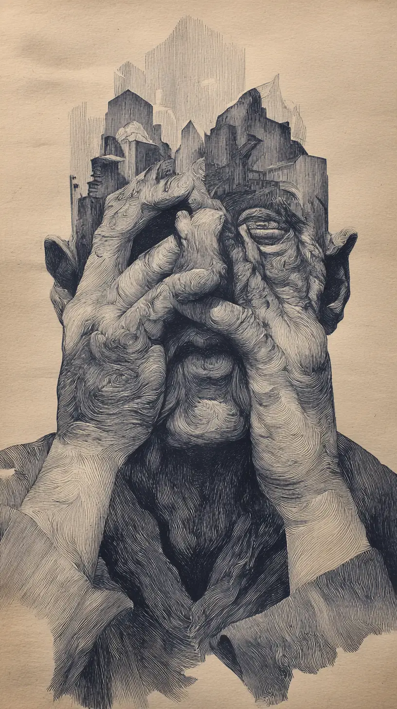 Figura misteriosa que entra en el calor de los barrios marginales urbanos