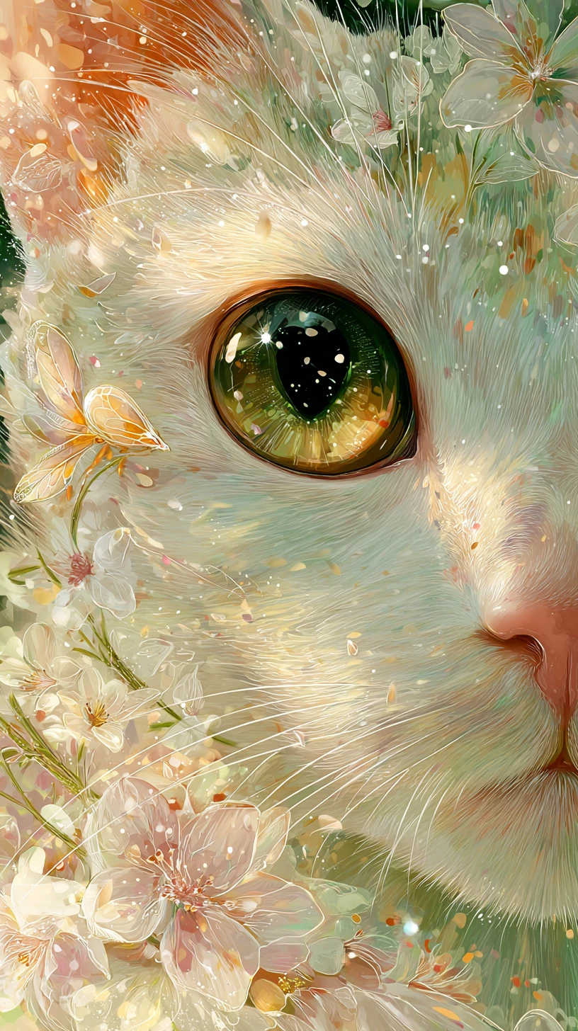 Encantador espíritu de neko bebé en primer plano ilustración en acuarela