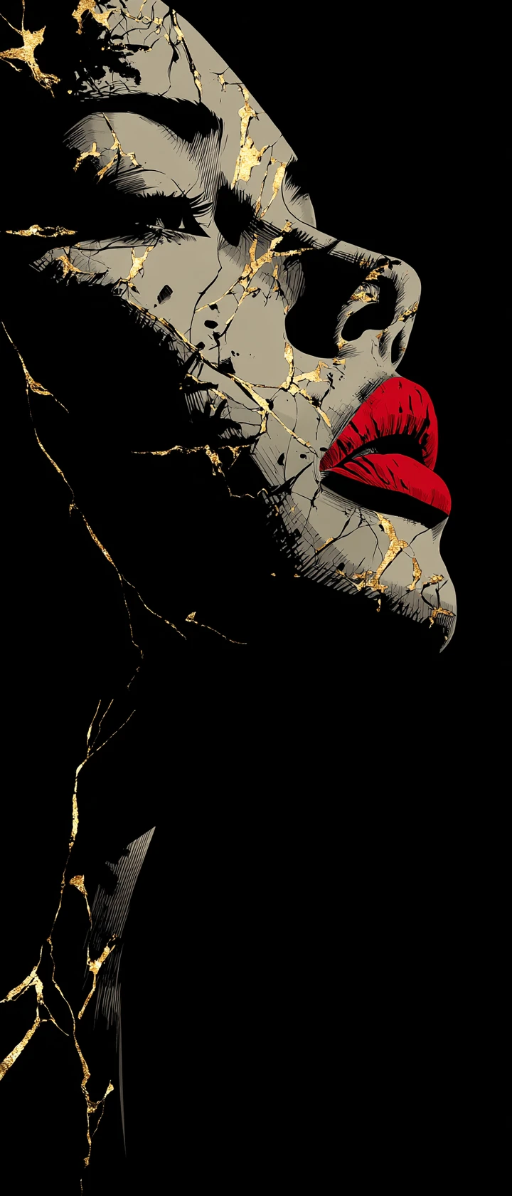 Noir femme fatale portrait in bold graphic shadow