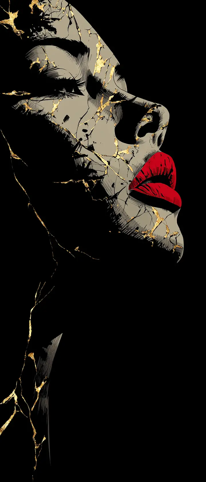 Noir femme fatale portrait in bold graphic shadow
