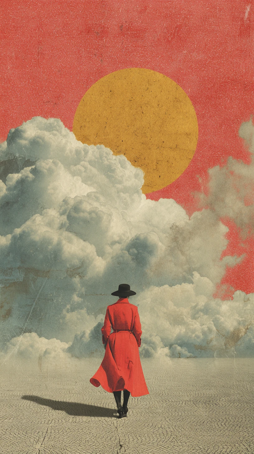 Moody surreal collage in a dreamy minimalist composition