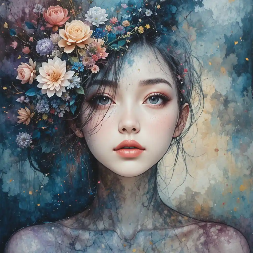 Dreamlike watercolor abstraction in vivid impressionist style