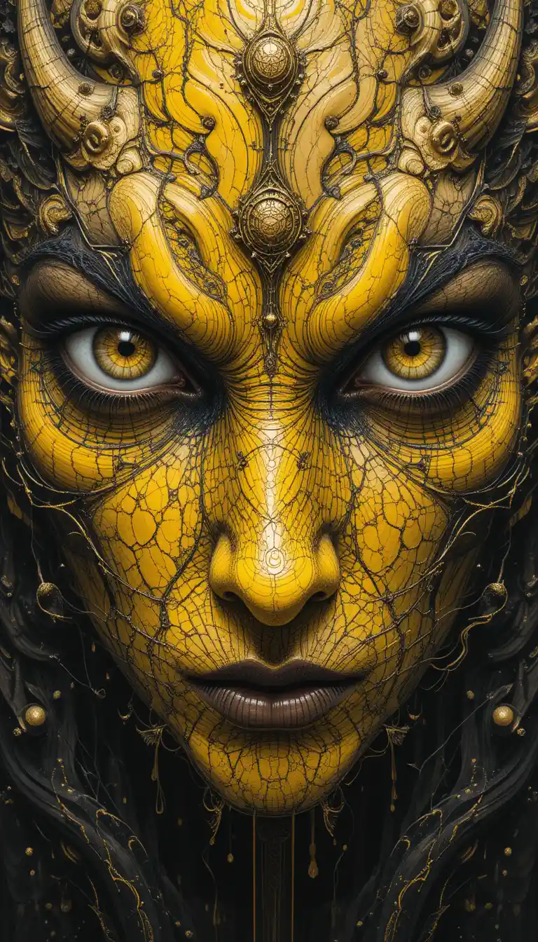 Abstract dragon eyes in bold yellow and bronze hues