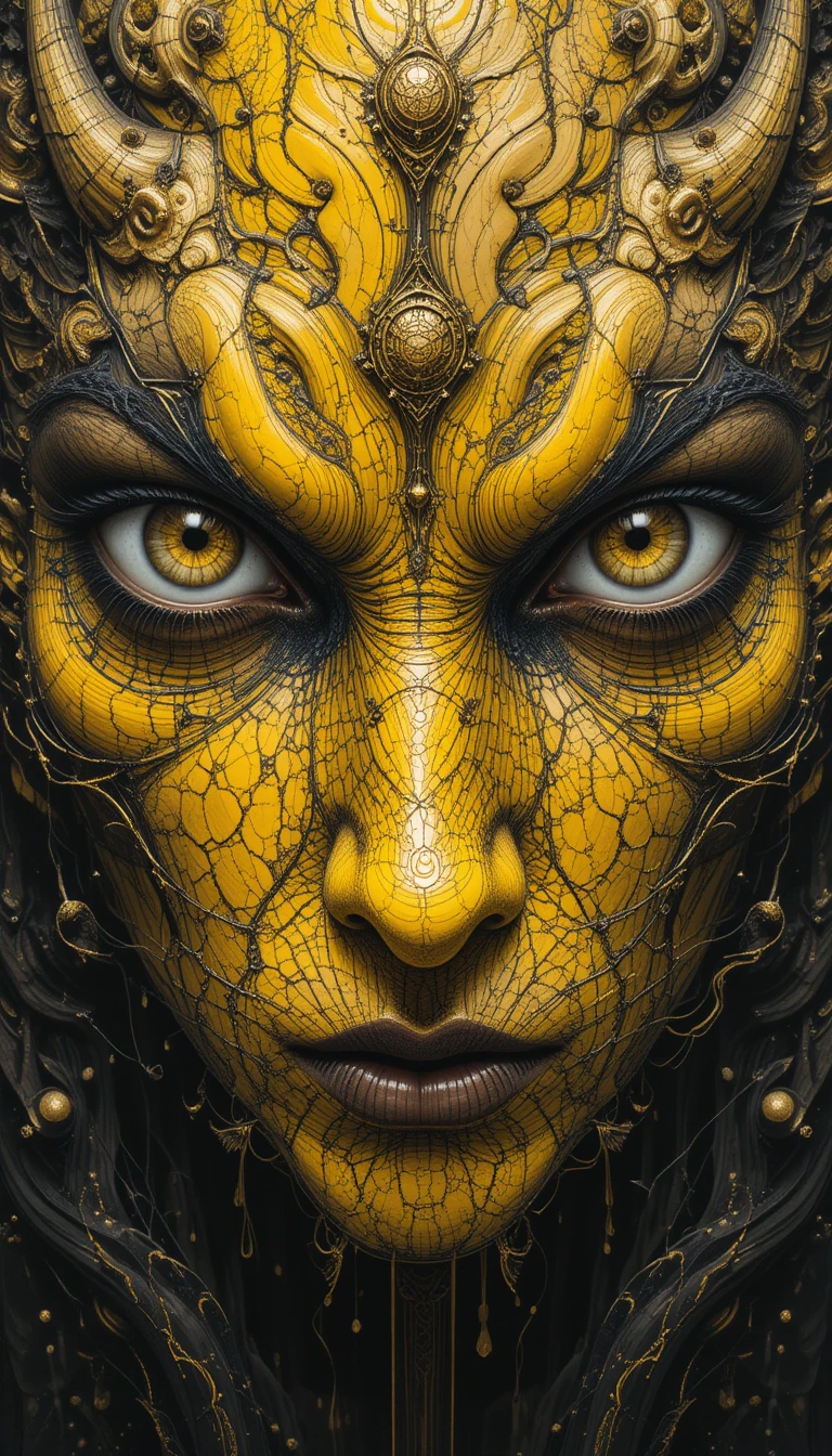 Abstract dragon eyes in bold yellow and bronze hues