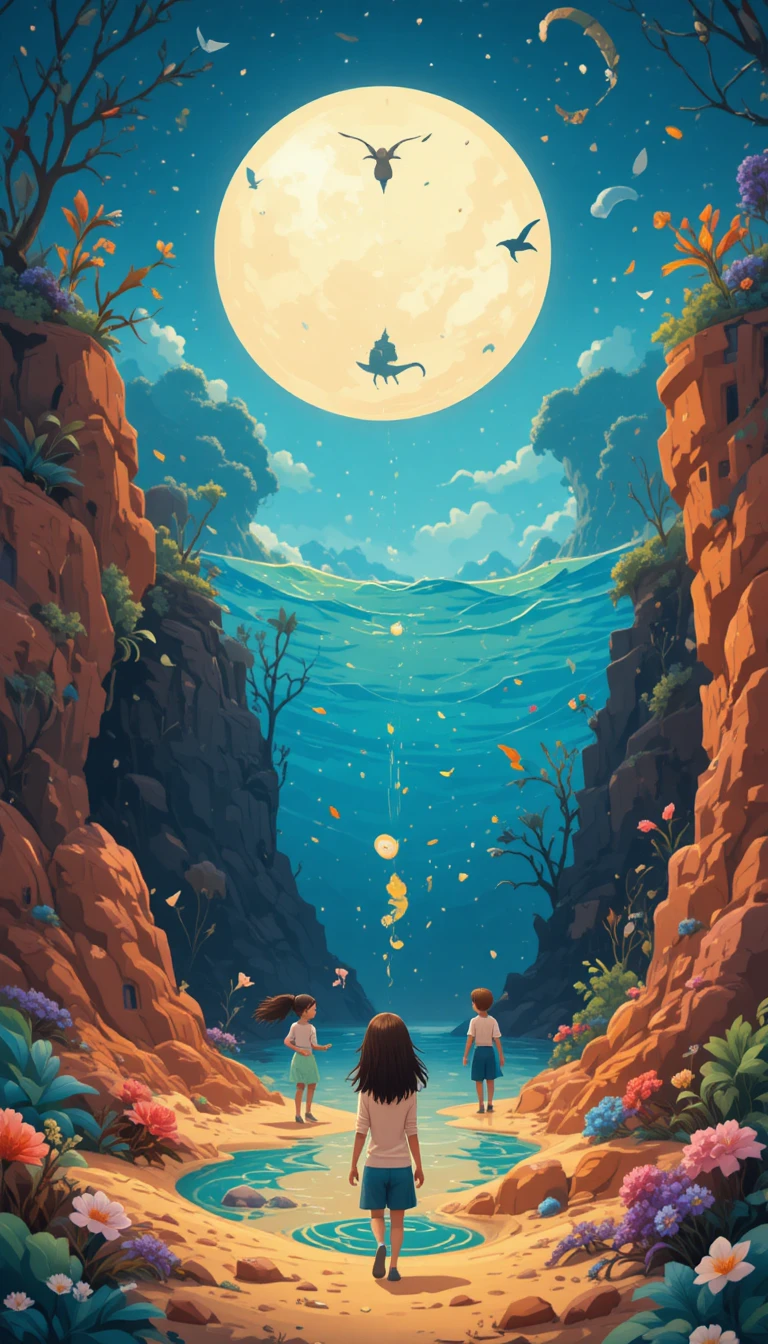 Childlike flat illustration poster asking about fear of darkness