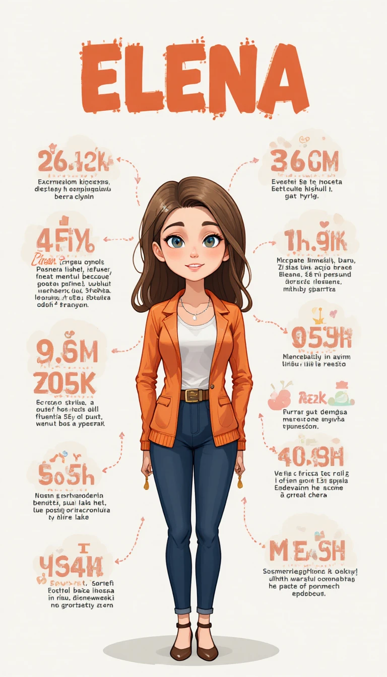 Cartoon infographic of the name Elena with Russian captions