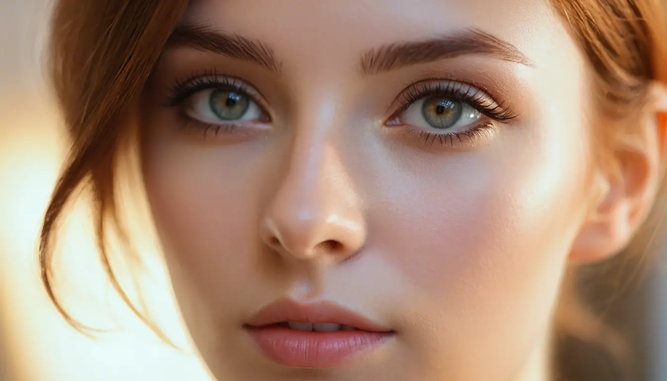 Close up of a young womans eyes in soft dramatic light