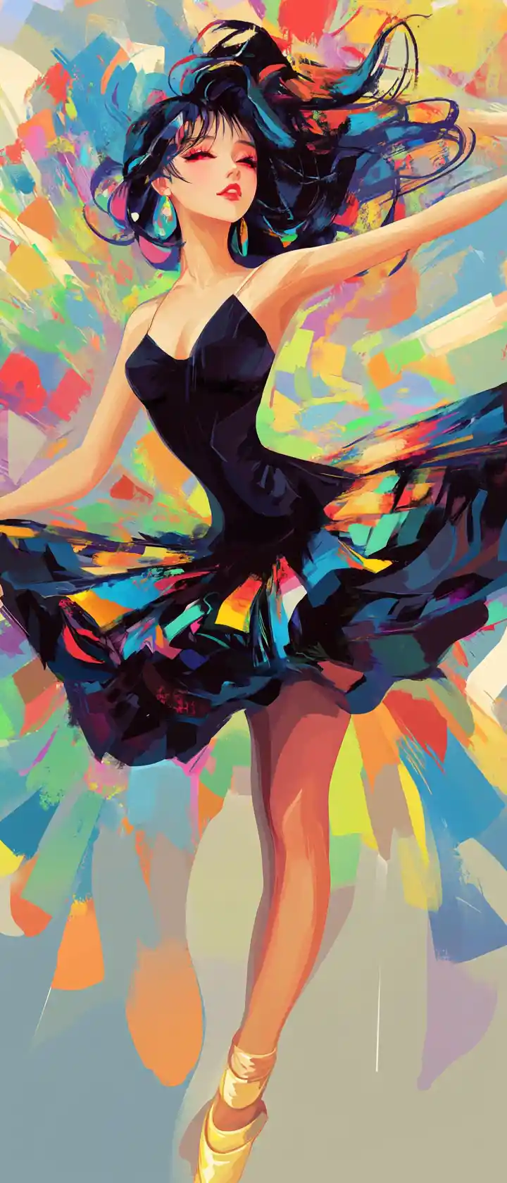 Anime dancer in modern attire with graceful feminine pose