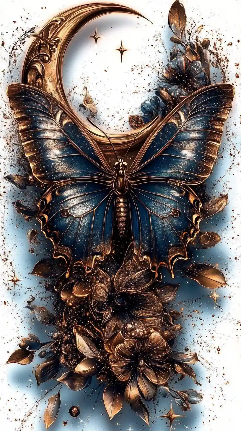 Whimsical Butterfly Queen With Crescent Moon Body