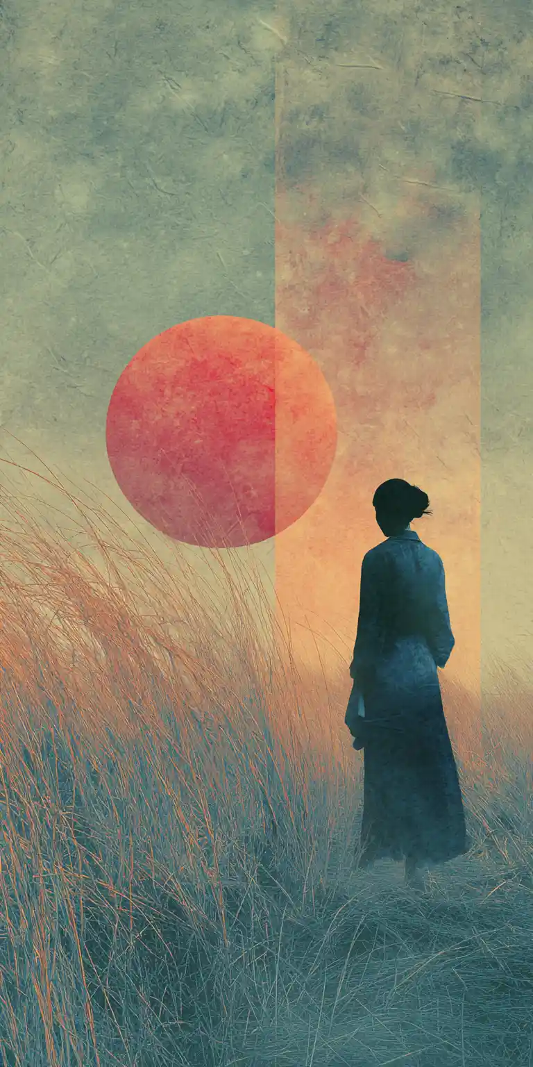Moody surreal collage of absence on a minimal canvas