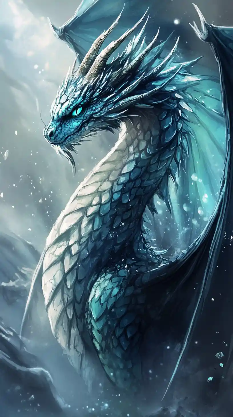 Majestic turquoise dragon with shimmering silver accents