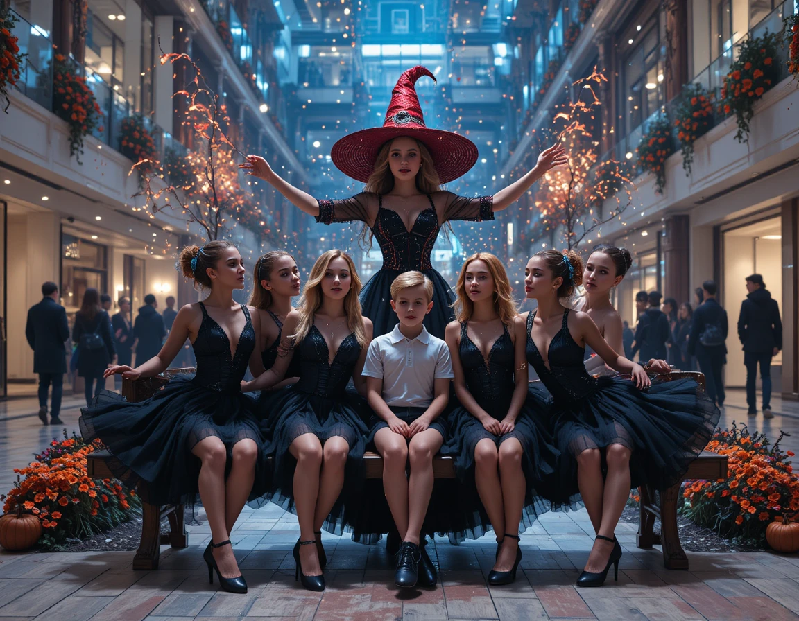 Modern dance troupe in powerful synchronized stage performance