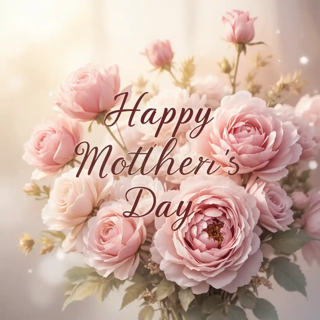Pastel floral bouquet mothers day greeting card design