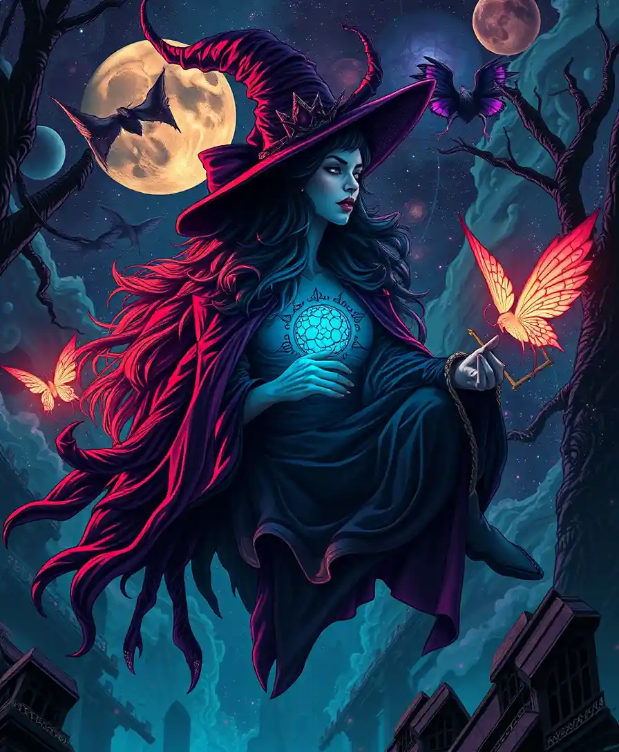 Surreal fantasy creatures in a glowing dreamlike landscape