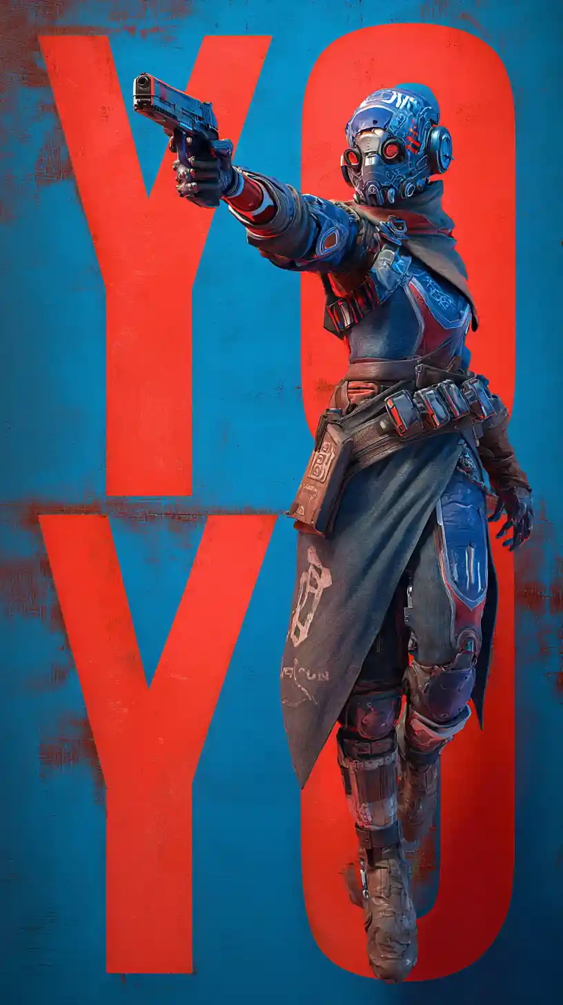 Cyberpunk alien cyborg aiming a handgun in space