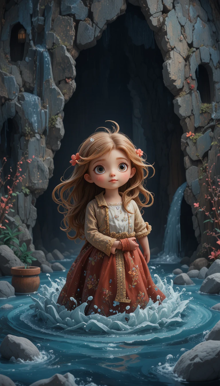 Clay style children exploring darkness in a fantasy world