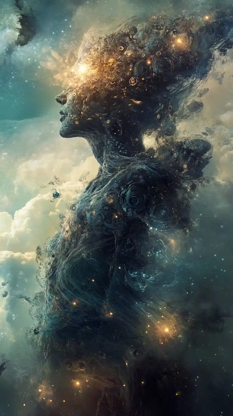 Enigmatic scene where all distant stars align in darkness