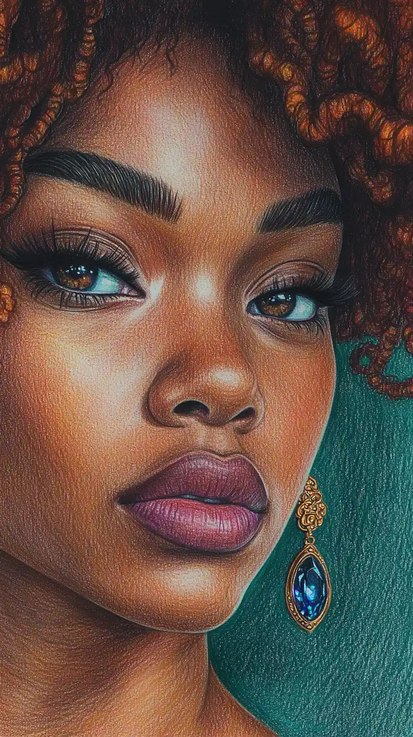 Close up portrait of a young Black woman with curly hair