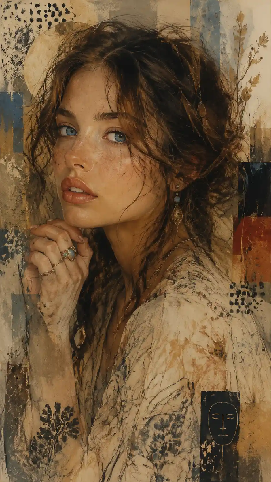 Portrait of a modern girl with luminous blue eyes