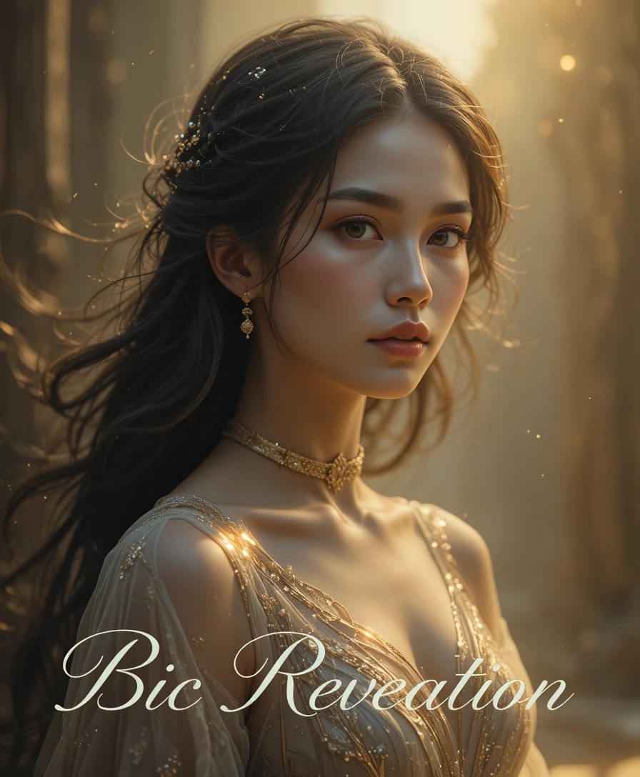 Ethereal woman in soft glowing cinematic digital portrait