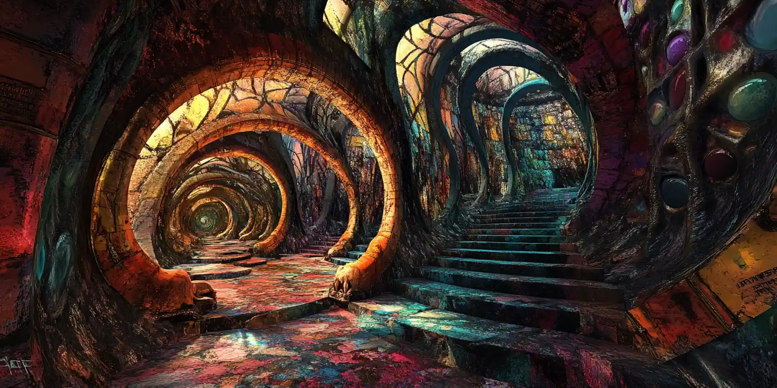 Surreal metropolis of converging realities and labyrinthine streets