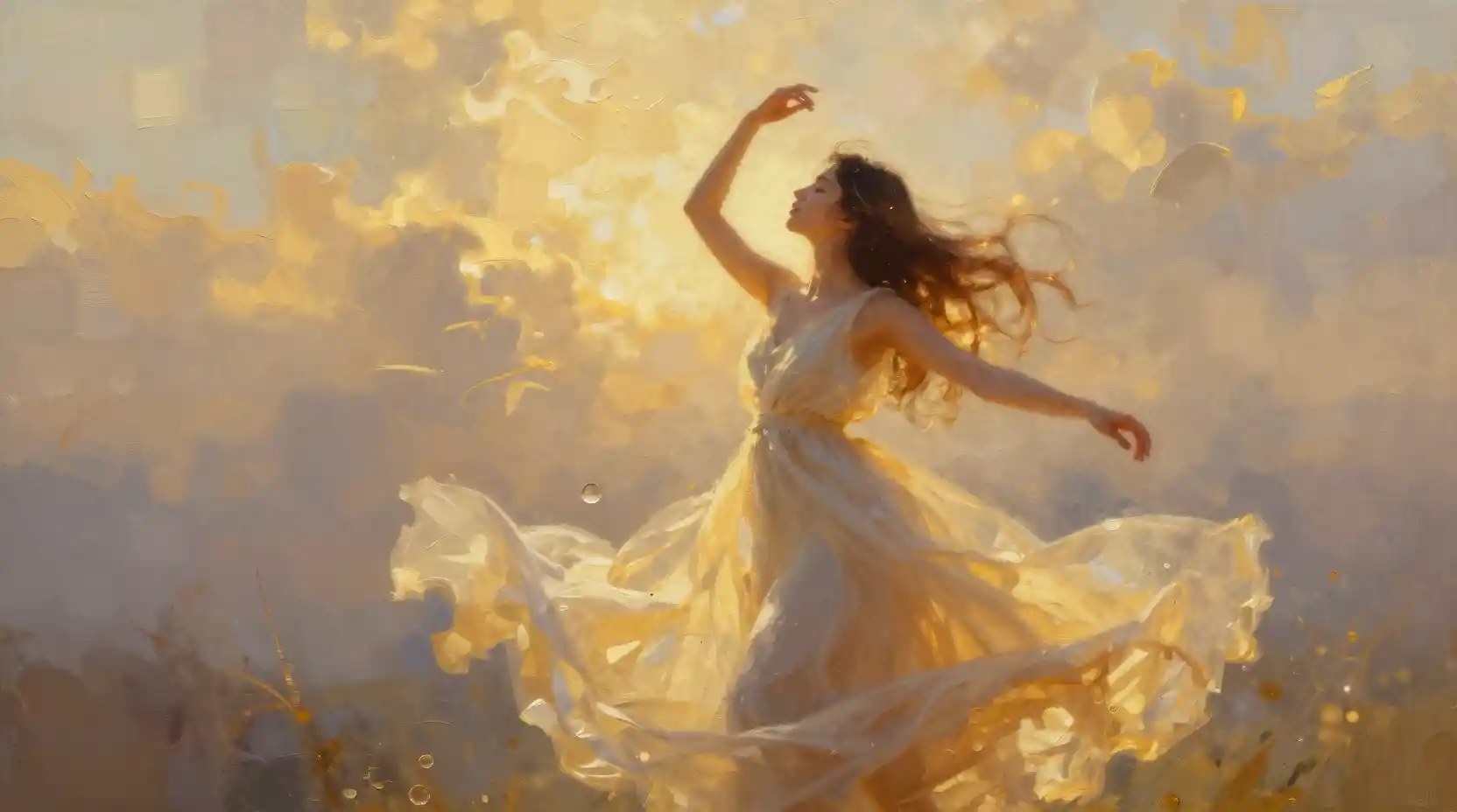 Cosmic energy and matter swirling in a golden haze