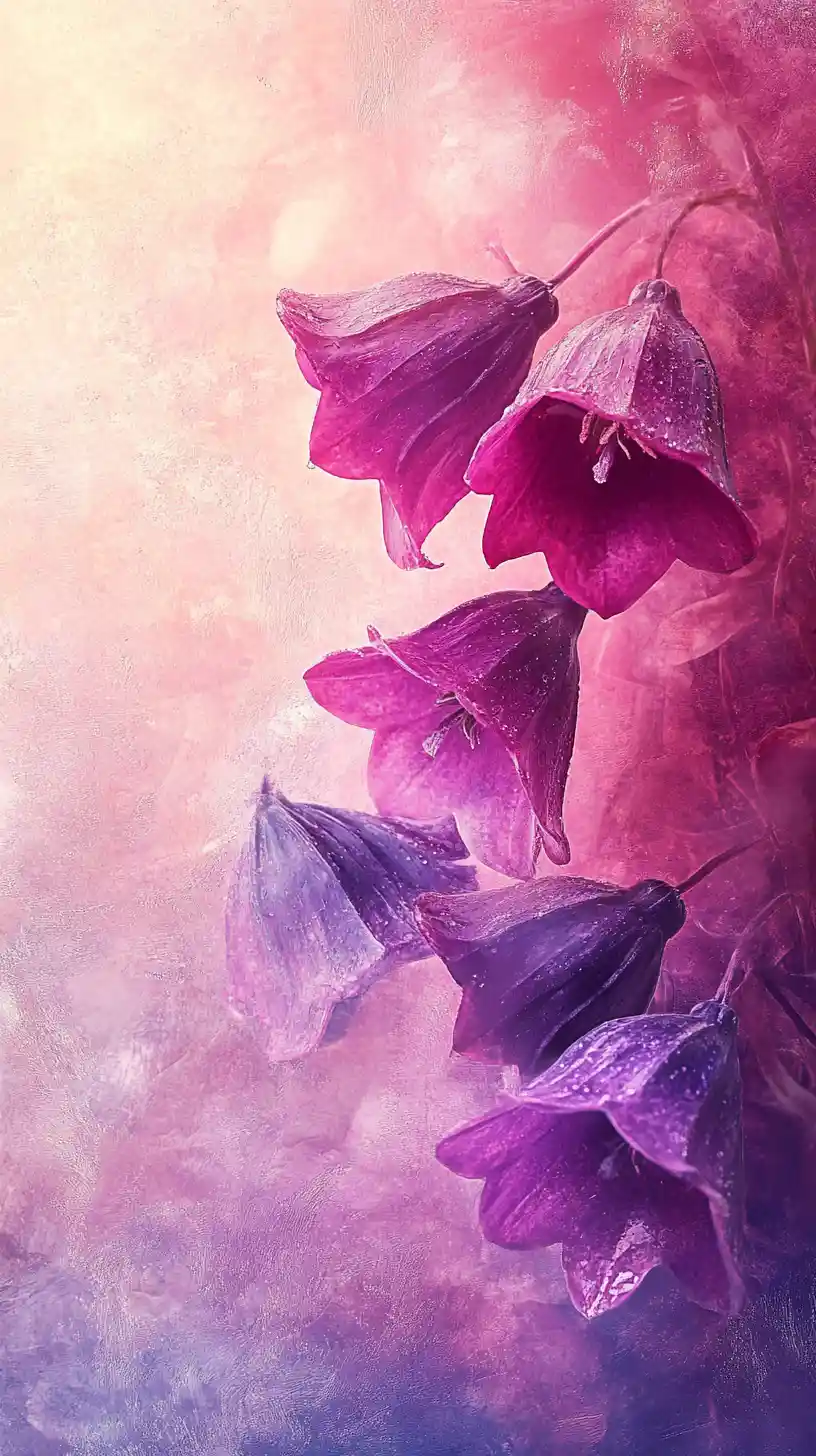 Drooping Bell Flowers Against Vibrant Abstract Background