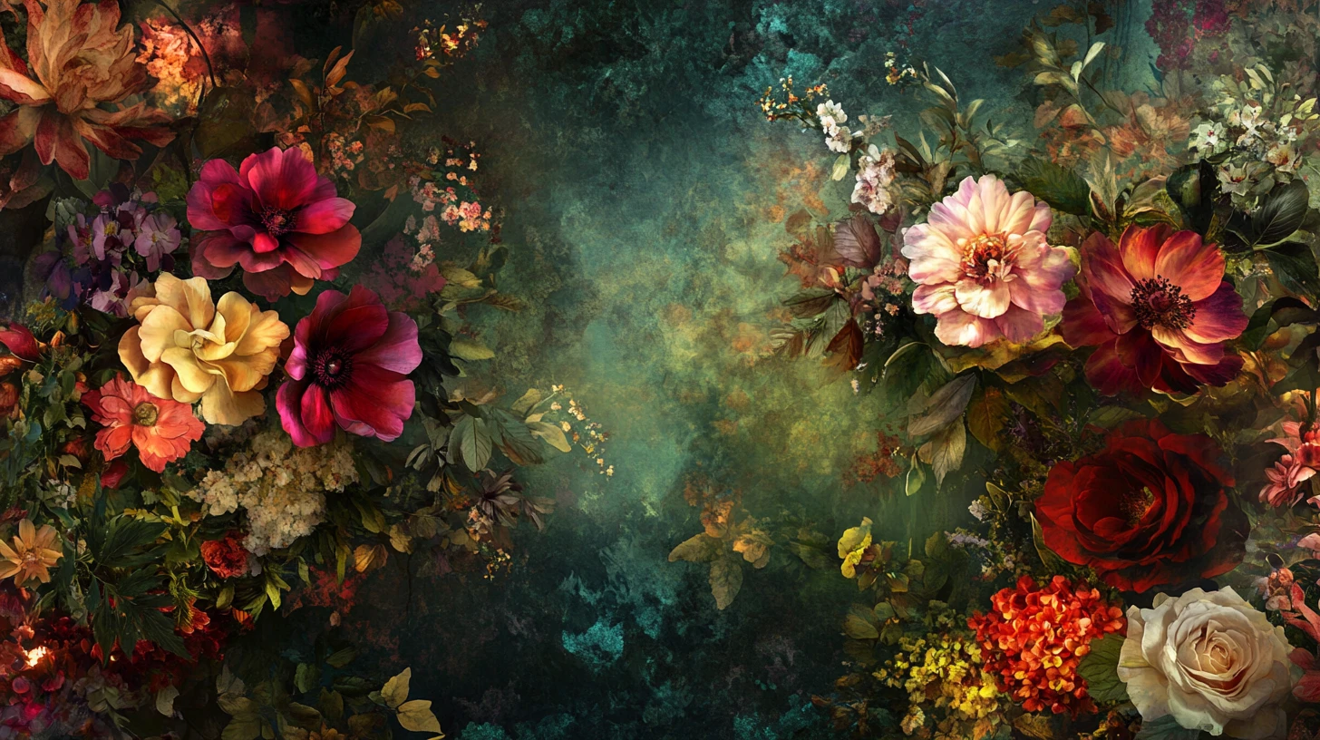 Surreal floral landscape blending illusion with dissolving dreamlike forms