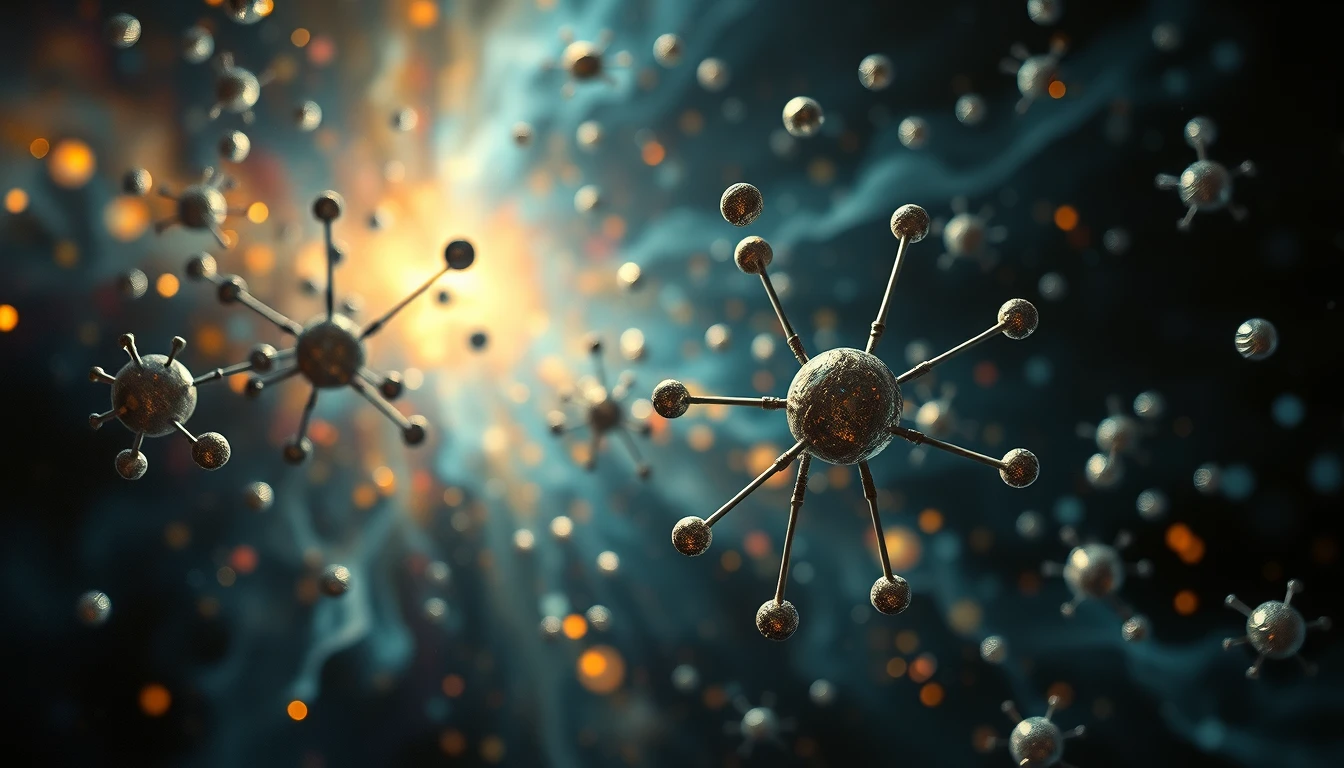 Cosmic atoms swirling in an abstract oil painted ballet