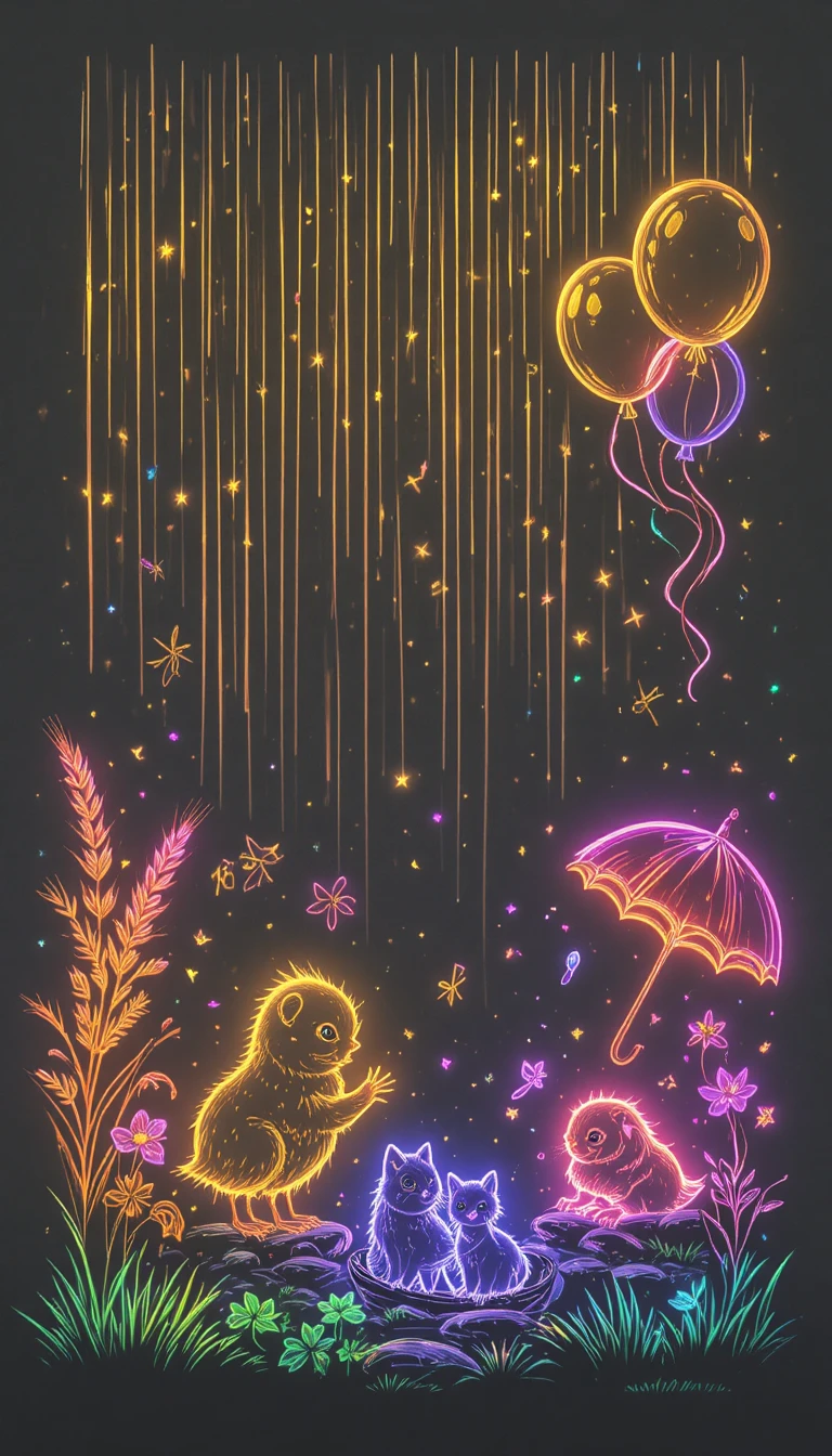 Boceto de un pollito brillante sobre un fondo gris suave
