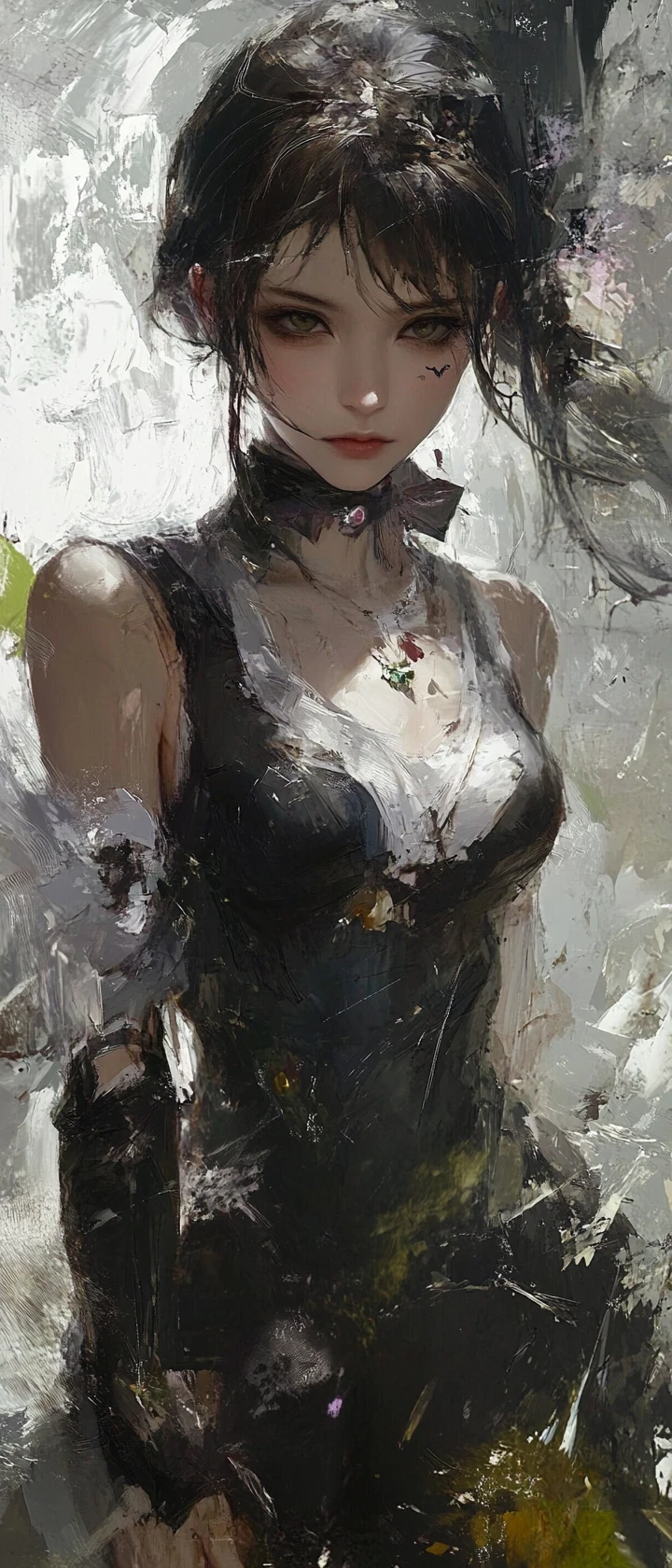 Hermosa chica de fantasía emergiendo de una pintura viva