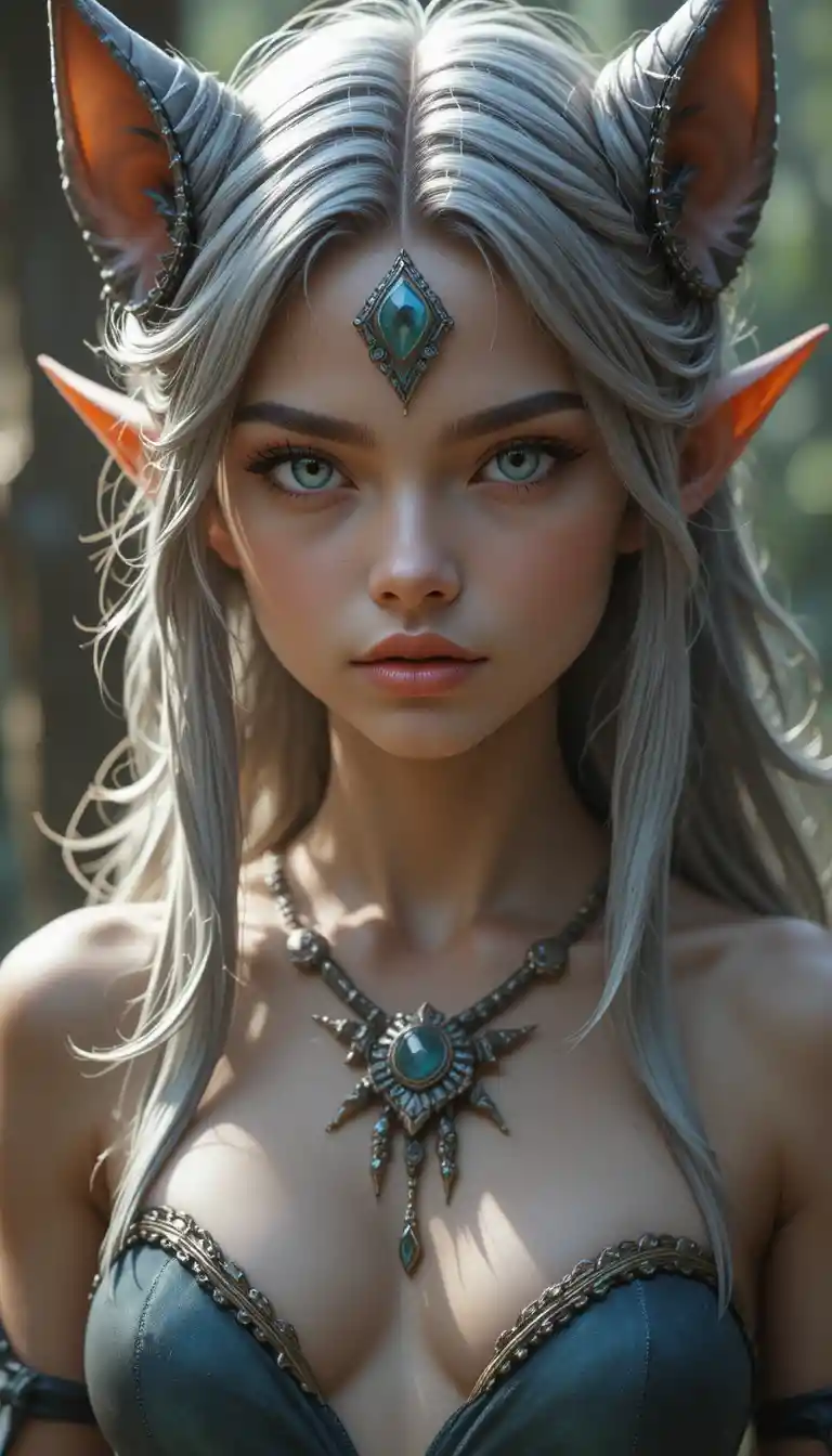 Teenage Xelor werewolf girl in a fantasy Wakfu world