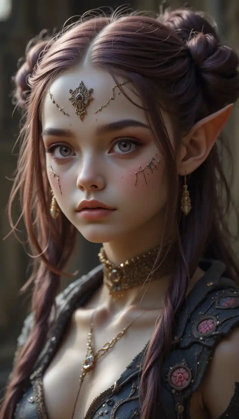 Teen ghost girl with pale skin in a fantasy world