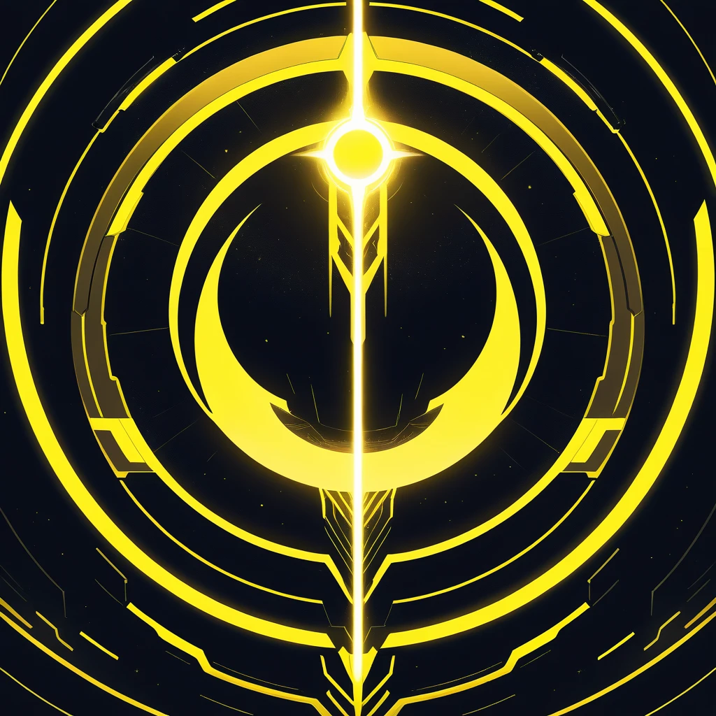 Cybernetic black moon in a yellow cosmic storm