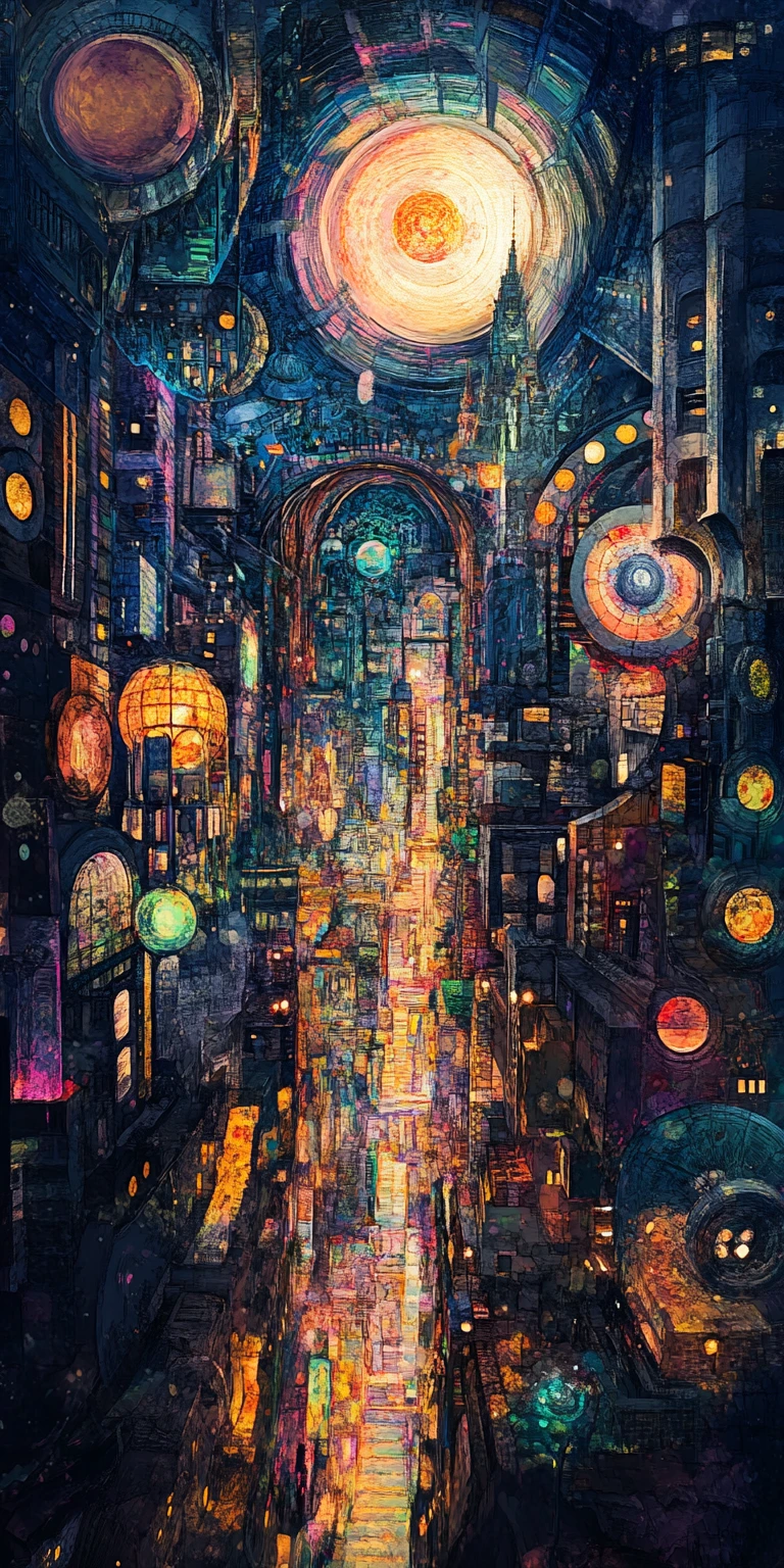 Surreal metropolis of converging realities and vivid architecture