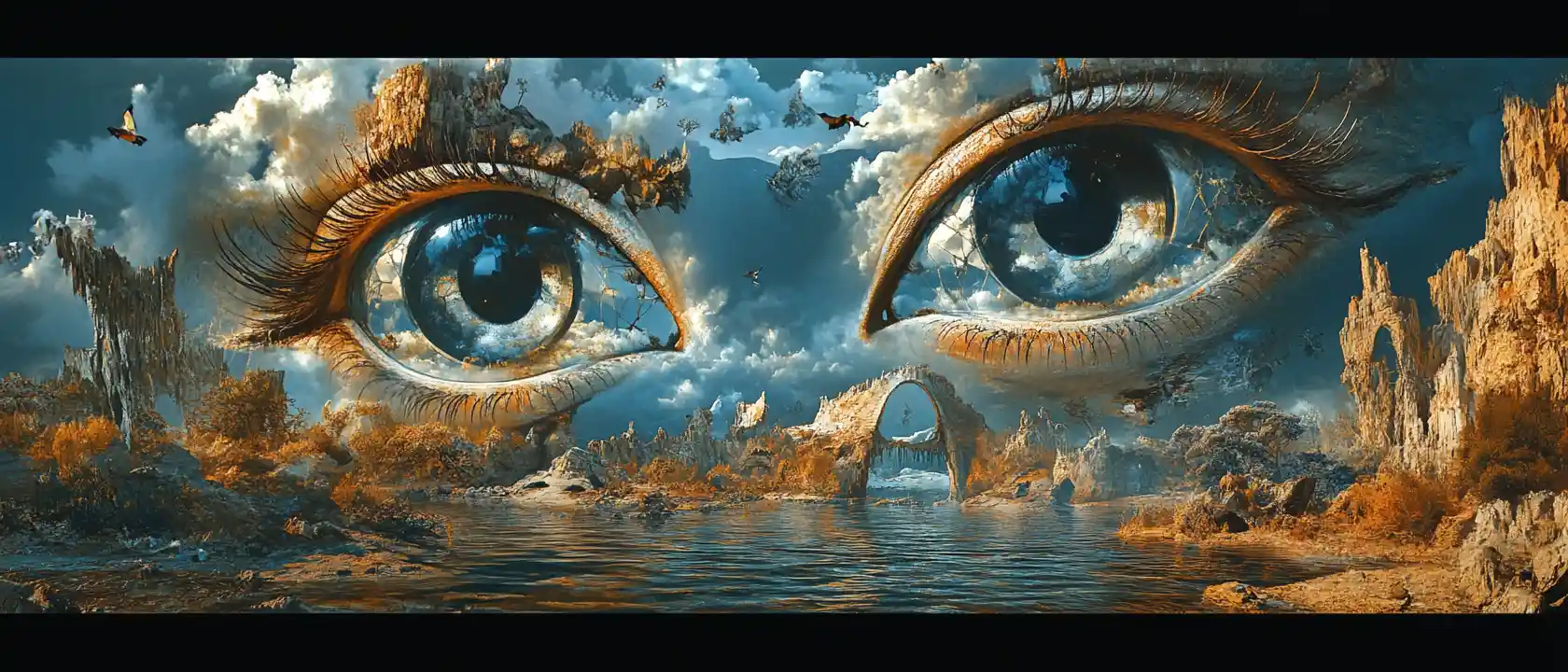 Surreal Optical Illusion With Multiple Overlapping Visual Scenes