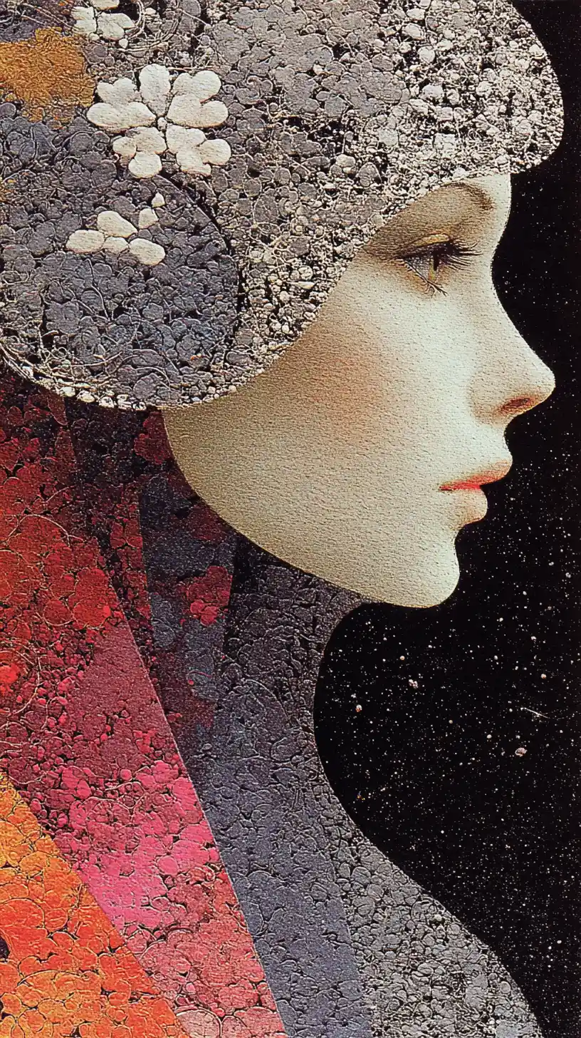 Surreal collage portrait of the most beautiful woman