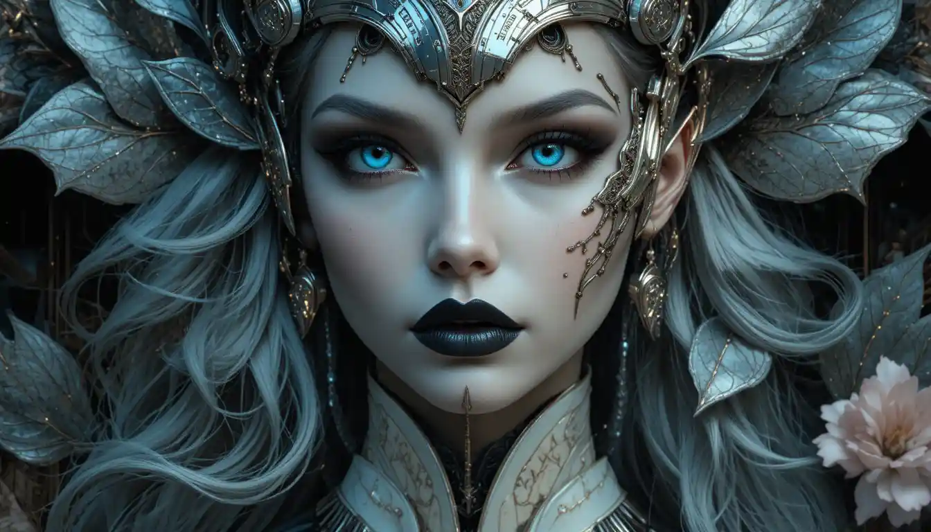 Gothic vampire woman in dramatic close up portrait