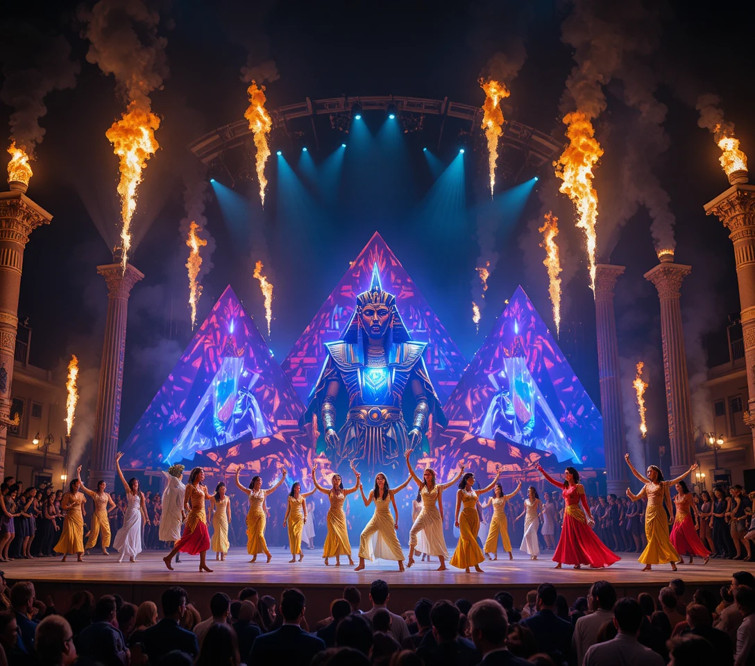 Festive Egyptian themed outdoor performance with dancers