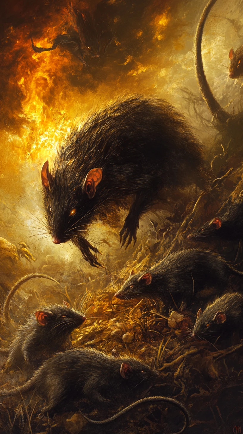 Racing rats sprinting forward with intense fast paced energy