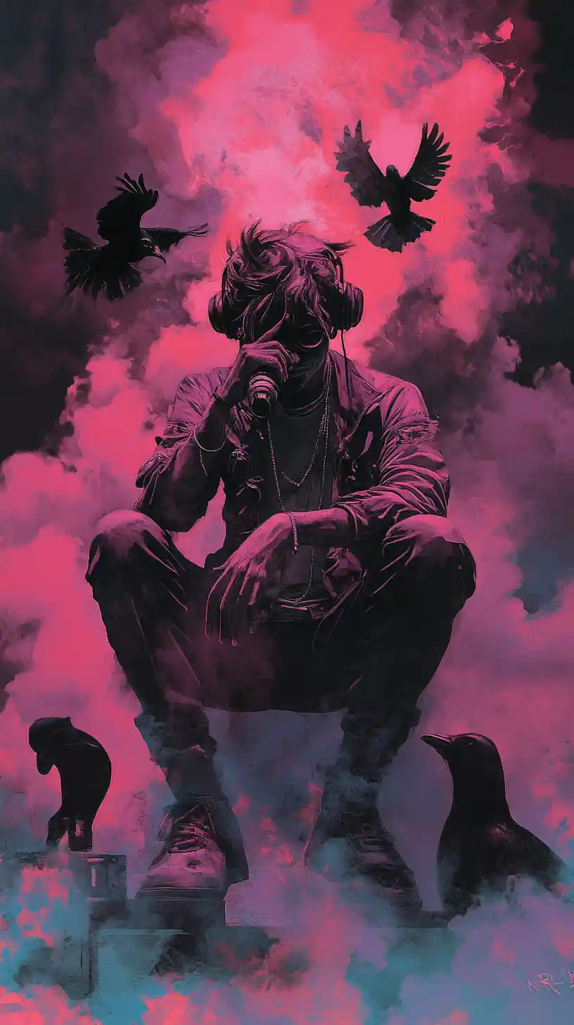 Man standing at a crossroads between rap game and heaven