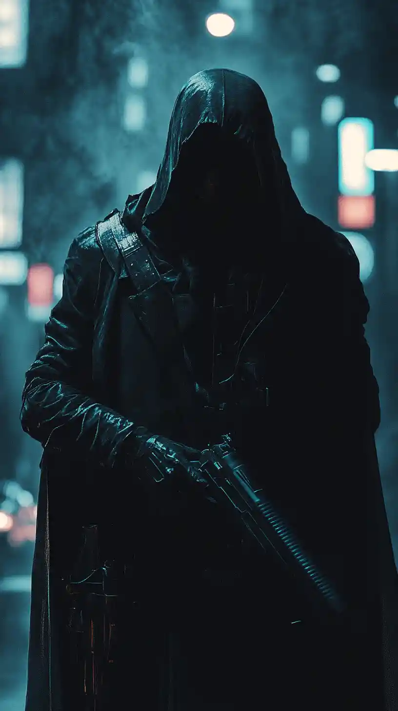 Defiant man standing face to face with an unseen threat