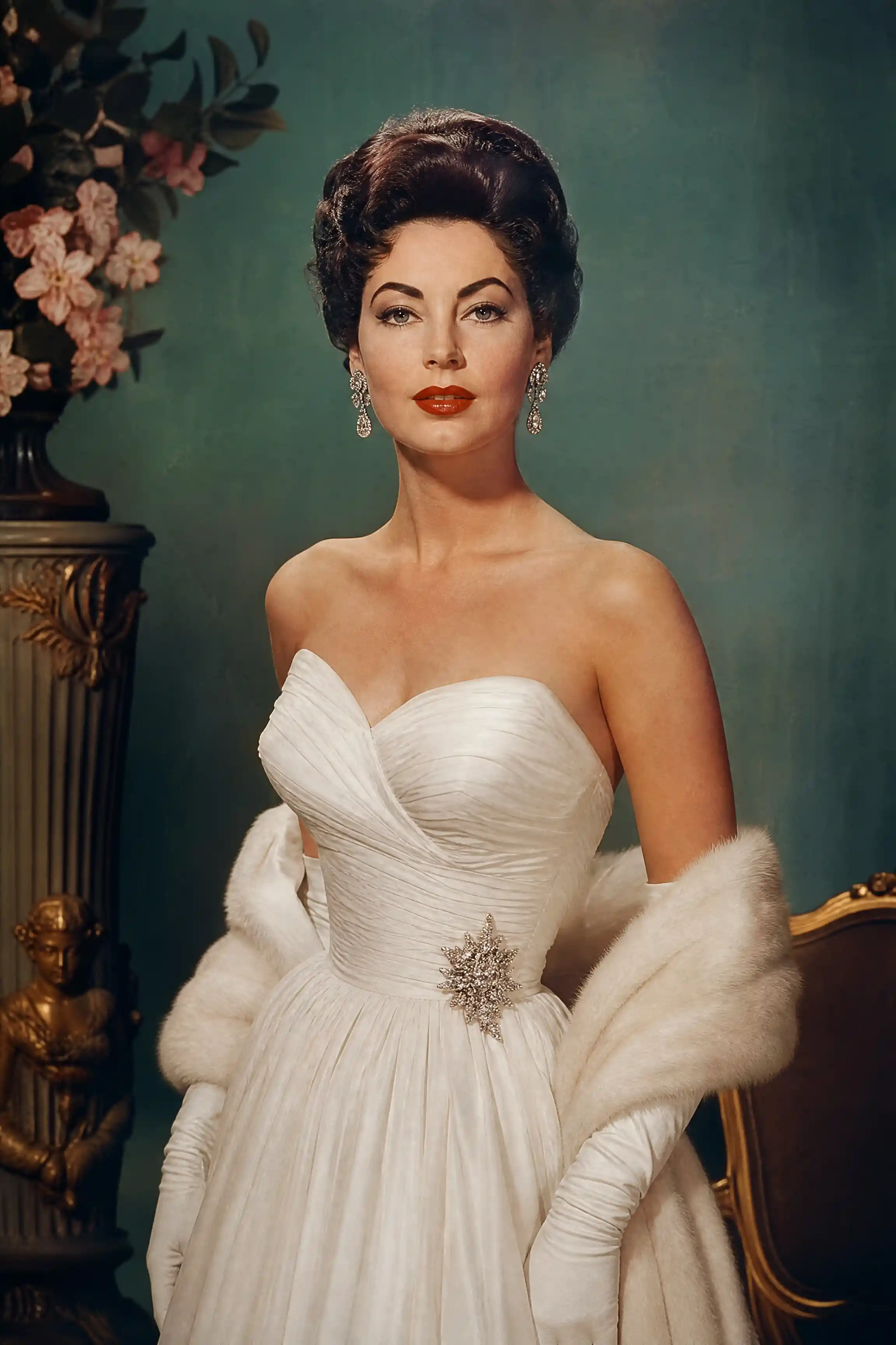 Elegant 1950s American woman with classic bouffant hairstyle