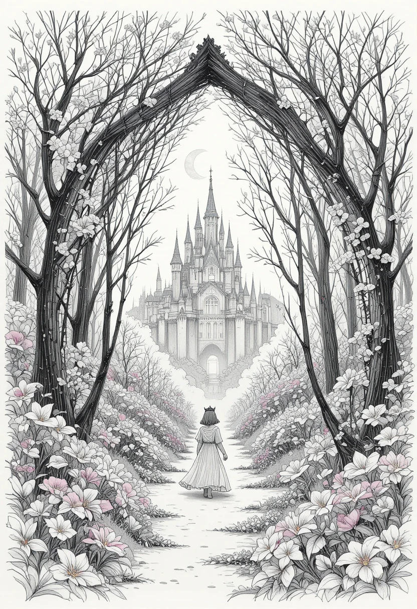 Moonlit fox guiding a child through a fairy forest